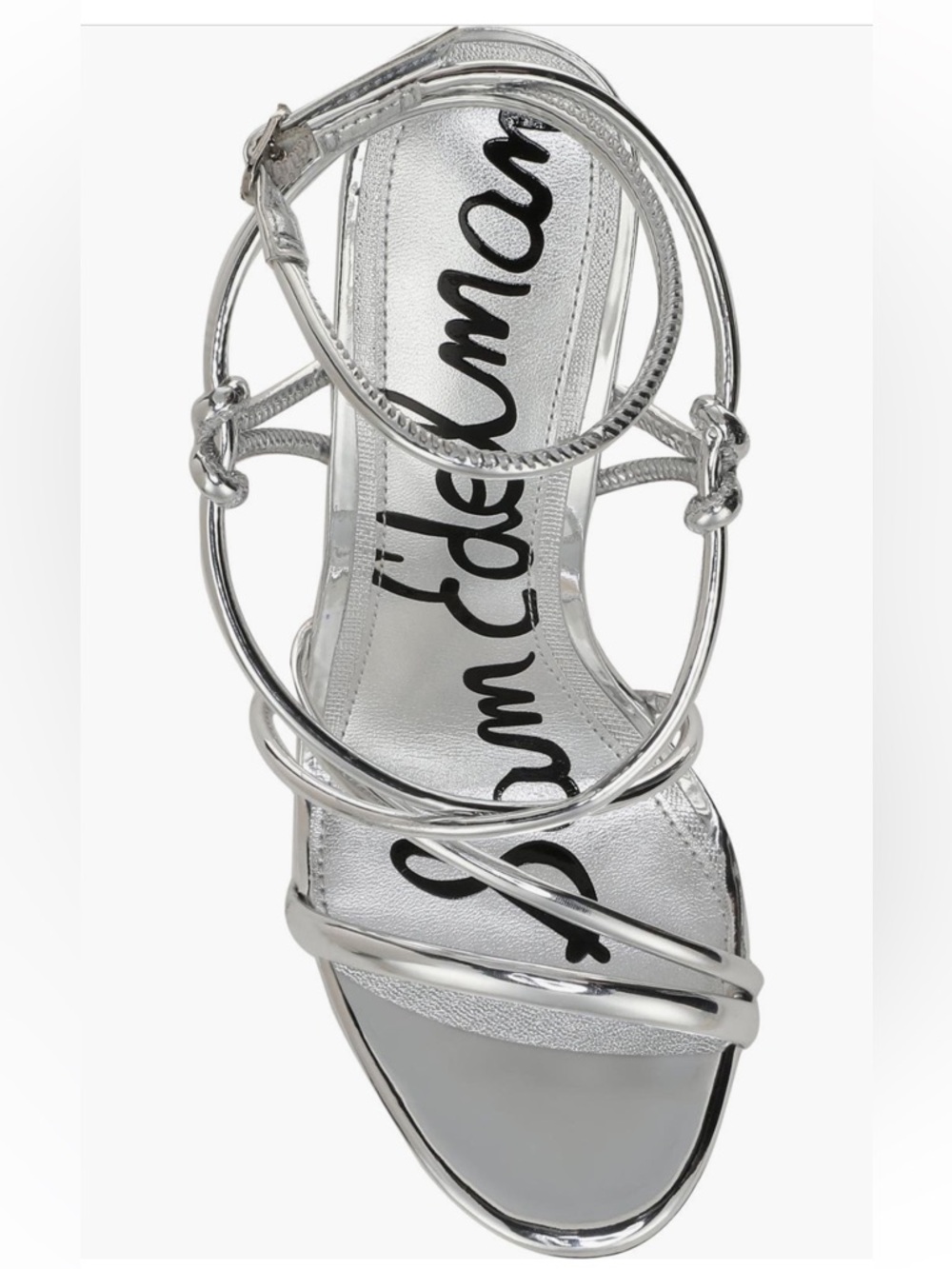 2/$120 SAM EDeLMAN NIB Silver Isadora Ankle Strap Sandal, Metallic Heels - Picture 4 of 16